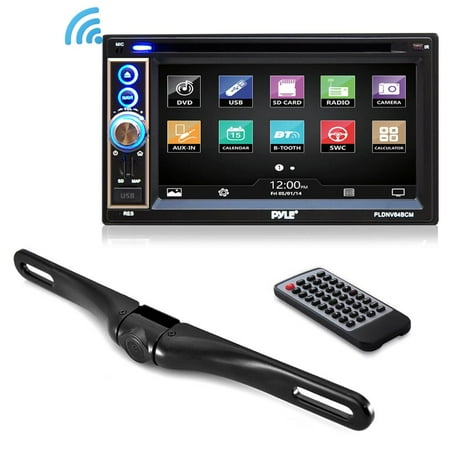 PYLE PLDNV64BCM - Premium 6.5-Inch Double Din Car Stereo with Bluetooth Receiver Headunit  Reverse Backup Camera  Car Video  Touchscreen  Waterproof  USB/SD  Aux-in  Multimedia Disc Player  MP4/MP3