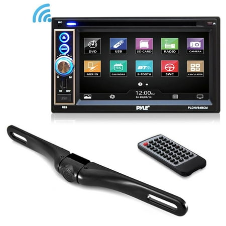PYLE PLDNV64BCM - Premium 6.5-Inch Double Din Car Stereo with Bluetooth Receiver Headunit, Reverse Backup Camera, Car Video, Touchscreen, Waterproof, USB/SD, Aux-in, Multimedia Disc Player,