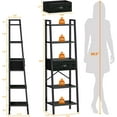 thumbnail image 7 of Furologee 5 Tier Ladder Shelf, Narrow Ladder Bookcase with Drawer, Storage Shelves Organizer for Bedroom, Living Room, Bathroom, Home Office, Black Oak, 7 of 7