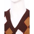 thumbnail image 5 of Lejafay Womens Preppy Style Plaid Knitted Sweater Vest V Neck Vintage Argyle Sleeveless Jumper Tank Brown S, 5 of 7