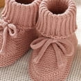 thumbnail image 4 of Luogg Baby Sneakers For Infants Soft Knit Booties With Bow Cute First Shoes Warm Winter Toddler Socks For Boys Girls Size 9-12 Months Pink, 4 of 5