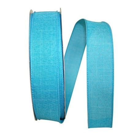 UPC: 0840108864292 | Jam Paper Linen Wired Ribbon  1 1/2 Inches X 50 Yards  Turquoise  1/Pack