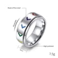 thumbnail image 2 of PAMTIER 8MM Unisex Stainless Steel Gays and LGBT Pride Arrow Shaped Rainbow Flag Rotatable Fidget Ring Anxiety Wedding Band Silver Size 7, 2 of 5