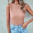 thumbnail image 2 of HAPIMO Women's Slim Pleated Basic Tank Tops Summer Beach Tees Sleeveless Workout Shirts Crew Neck Casual Relaxed Tops for Teen Girls Trendy Solid Color Pink, 2 of 9