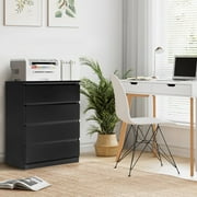Zimtown Dresser for Bedroom with 4 Drawers, Chest of Drawers, Tall Dresser Drawers, Hallway, Living Room, Closet, Black