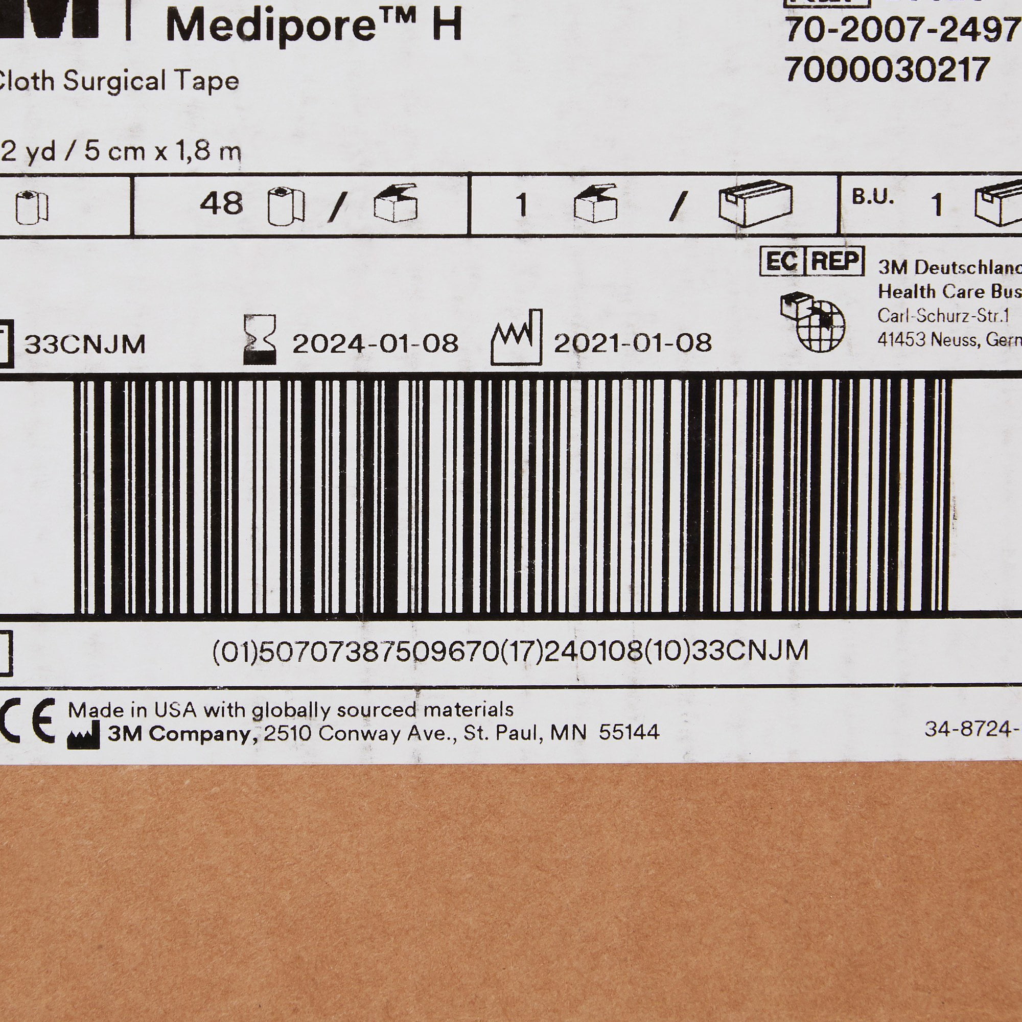 3M Medipore H Perforated Medical Tape 2 x 2 Yd 2862S, 48 Cases, 1 /Case 