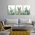 thumbnail image 4 of Canvas Wall Art for living room bathroom Wall Decor for bedroom kitchen artwork Canvas Prints green watercolor cactus painting 3Pieces abstract Modern framed office Home decorations family picture, 4 of 6
