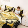 thumbnail image 5 of Manfei Farmhouse Style Deer Bed Sheets, Lake Mountain Landscape Full Size Sheets, Tan Golden, 4 Pieces, 1 Flat Sheet, 1 Fitted Sheet and 2 Pillowcases, 5 of 6