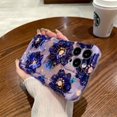 thumbnail image 3 of for iPhone 11 Pro Max Case, Colorful Retro Oil Painting Printed Flower Phone Case for Girls Women, TPU Cute Curly Wave Edge Durable Protective Phone Cover, Black Purple Flowers, 3 of 14
