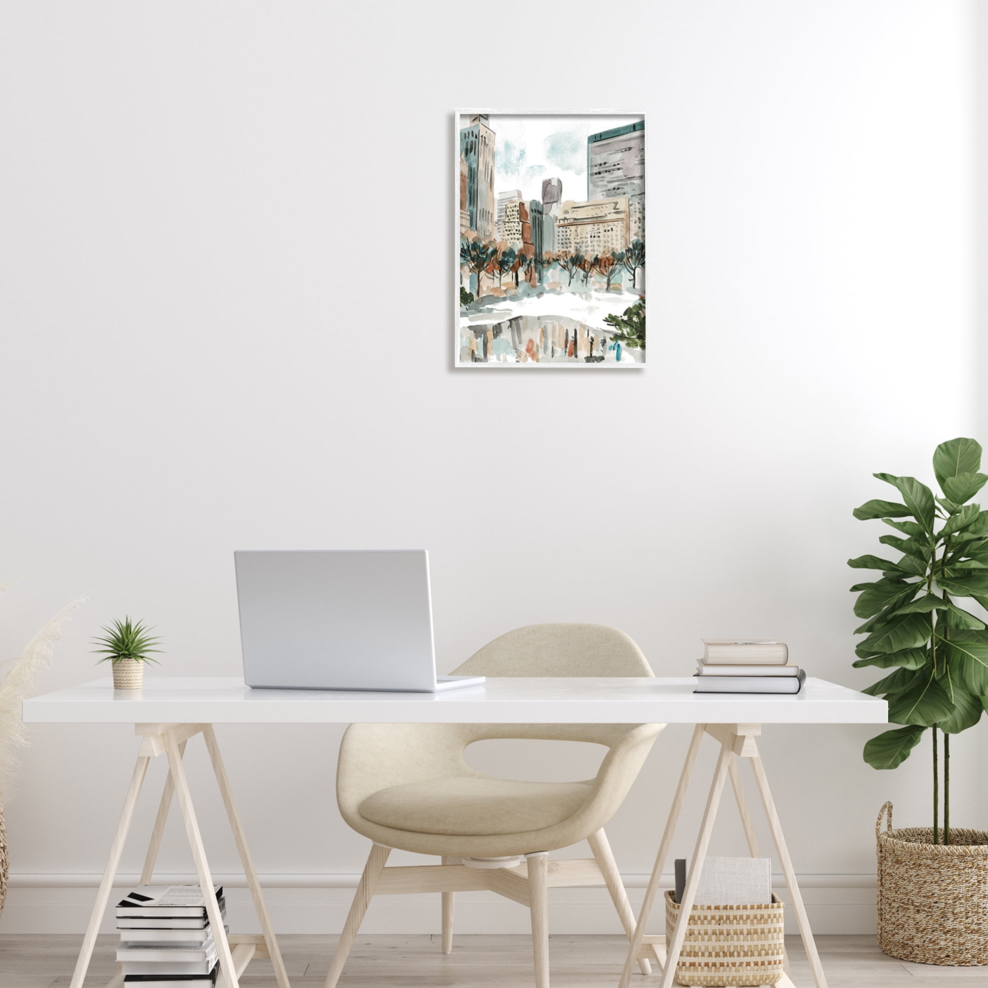 Stupell Industries Cozy City Pond Trees Reflection Wintery Cityscape , 16 x 20, Design by Melissa Wang