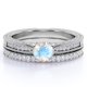 thumbnail image 1 of JeenMata Anillo de Bodas de 1,75 Quilates con Piedra Lunar y Moissanita de Talla Redonda Engastada con Milgrains en Oro Blanco de 18 K sobre Plata, 1 of 6