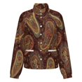thumbnail image 5 of Jackets for Women Winter Coat Jackets Flannel Stand Collar Jacket(Ornate Paisley Rich Dark Pattern,Size:S-4XL), 5 of 7