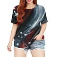 thumbnail image 5 of XADYUY Plus Size 4th Of July Tshirts for Women Stars Stripes Graphic Patriotic T-Shirt Cute Crewneck Short Sleeve Shirt Curvy Women Independent Day Blouses,2XL Wine, 5 of 5