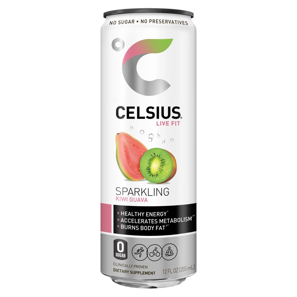 CELSIUS Sparkling Kiwi Guava Fitness Drink, Zero Sugar, 12oz. Slim Can