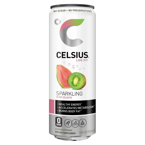 CELSIUS Sparkling Kiwi Guava Energy Drink, Zero Sugar, 12oz. Slim Can