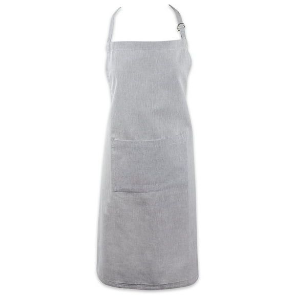 DII Gray Solid Chambray Chef Apron, 32x28", 100% Cotton