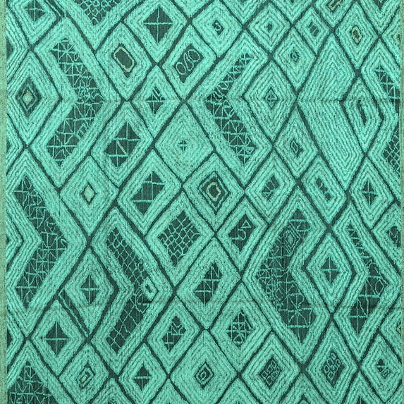 Ahgly Company Machine Washable Indoor Square Abstract Turquoise Blue Modern Area Rugs, 3' Square