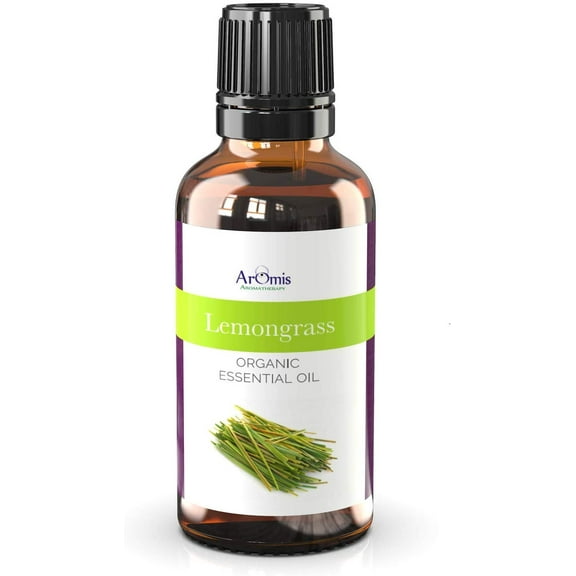 ArOmis Organic Lemongrass Essential Oil - Certified Organic - 100% Pure Therapeutic Grade - 30ml (1 fl oz), Undiluted, Premium, Oils Perfect for Aromatherapy Diffuser