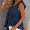 thumbnail image 5 of WCMZJ Women's Summer Peplum Blouse Square Neck Ruffle Strap Sleeveless and Backless with Button Babydoll Tank Top Navy 2XL, 5 of 9