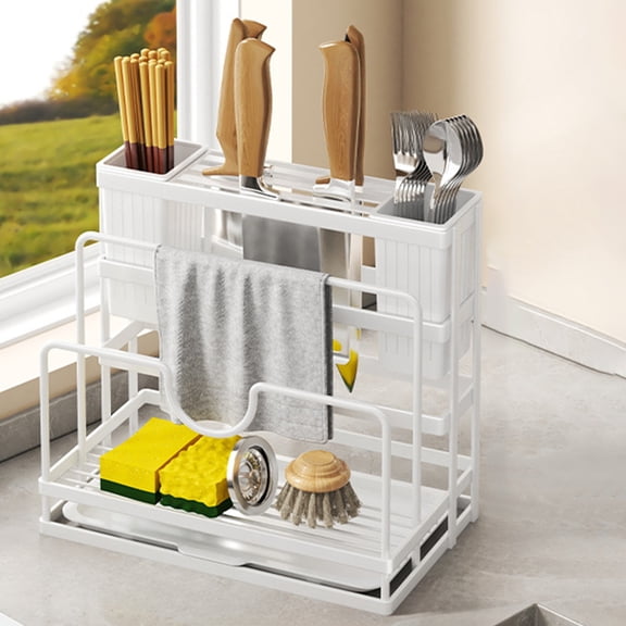 CasaChic No Drilling Stainless Steel Wall Hanging Storage Rack, 2-Tier Organizer with Water Filter Tray & Towel Holder, Space-Saving for Kitchen, Bathroom & Office, Tool-Free Installation.