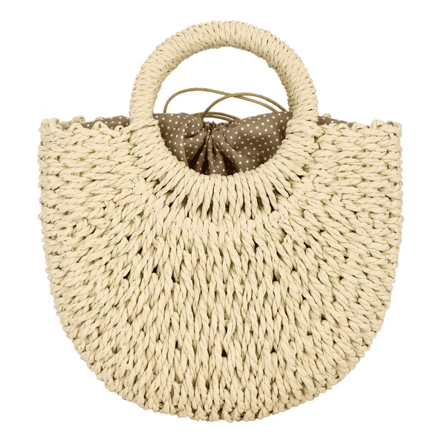 Bolso De Playa Multifuncional Paja Para Mujer Urbanas Moda Xtellar blanco