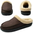 thumbnail image 2 of WOTTE Men's Slippers Fleece Fuzzy Lined Memory Foam Moccasin House Shoes for Indoor Outdoor, Coffee Size 9-10, 2 of 7