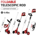 thumbnail image 5 of Electric Weed Wacker, Cordless String Trimmer with Wheels, 2Pcs 20V 2.0Ah Batteries, 3 Types of Blades, Adjustable Length, Weed Eater Grass Trimmer/Edger/Brush Cutter for Lawn Yard Garden, 5 of 9