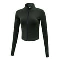 thumbnail image 4 of Mikilon Women's Zipper Slim Yoga Tops Solid Color Long Sleeve Sports Tops, 4 of 4