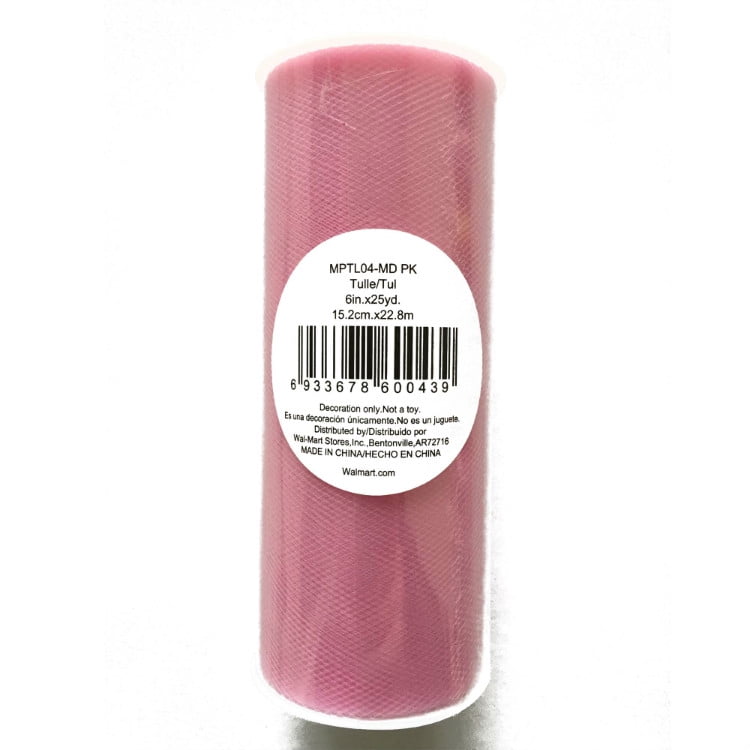 Fuzhou 6" 25Yd Medium Pink Matte Tulle Fabric Spool,100% Polyester by the Bolt