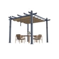 thumbnail image 1 of Pergola en Aluminium 10 X 10 Pi avec Auvent Rétractable, Structure d'Ombrage Extérieure à Grain de Bois Gris, Cadre Enduit de Poudre Résistant à la Rouille pour Patio, Terrasse et Jardin, 1 of 6