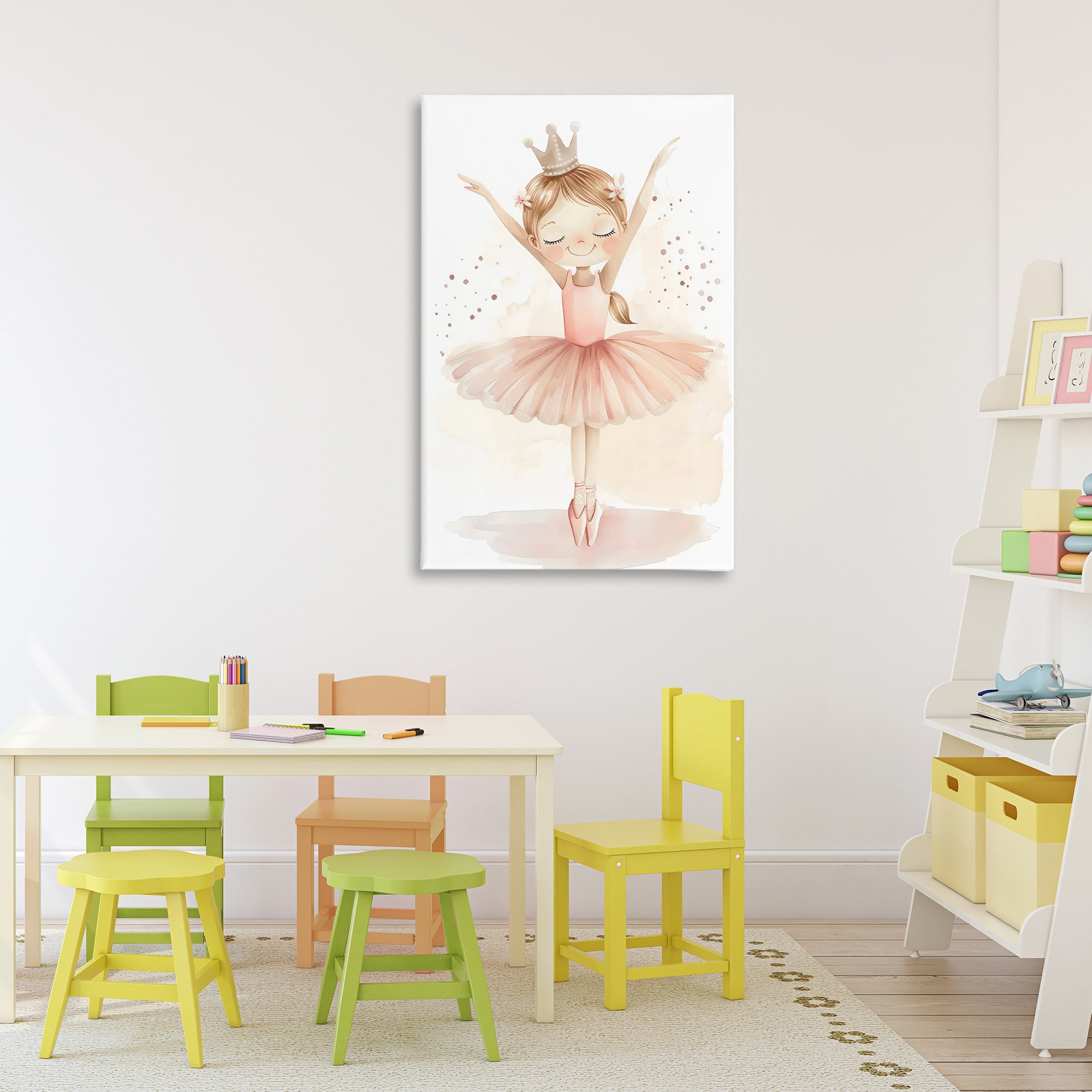 Stupell Industries Crowned Ballerina with Flowers Canvas Wall Art, design by Creative Studio