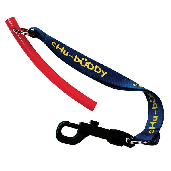 Chubuddy 3/8' slim,strong tube red with 8 inch Clip-on tether for strong chewers
