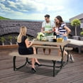 thumbnail image 4 of Costway Picnic Table Bench Set Outdoor Backyard Patio Garden Party Dining All Weather Brown, 4 of 9
