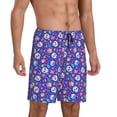 thumbnail image 2 of Kdxio colorful Skull flower leaf Print Mens Sleep Shorts Bottoms Soft Comfy Pajama Wear Pants with Drawstring Pockets, 2 of 5
