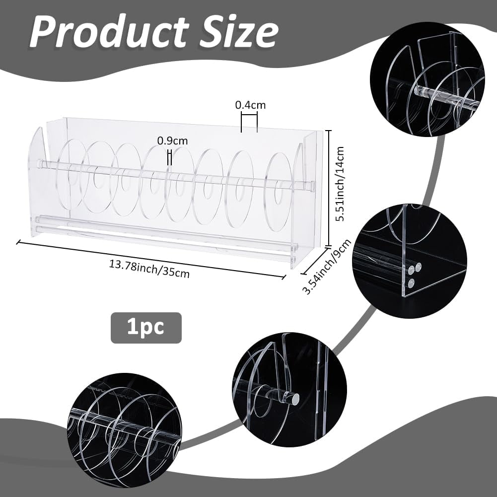 Acylic Label Dispenser Adjustable Sticker Roll Holder with 8 Disks Clear Label Roll Holder Tape Dispenser Acrylic Sticker Dispenser Roll Holder for Holding Sticker Label diy