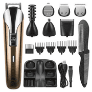 Cincofelia 5-in-1 Multi Trimmer, Beard Trimmer for Men, Waterproof Electric Razor, Cordless Shavers, Hair Clippers for Mustache Groin Body Hair, Painless Hair Removal, Grooming Kit for Men, Gold