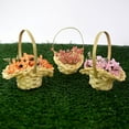 thumbnail image 6 of XSHBTOP Flower Basket,Small Flower Girl Baskets,Rustic Baskets With Handle,Miniature Woven Desktop Ornament,Home Garden Easter Picnic Farmhouse Outdoor(Yellow), 6 of 8