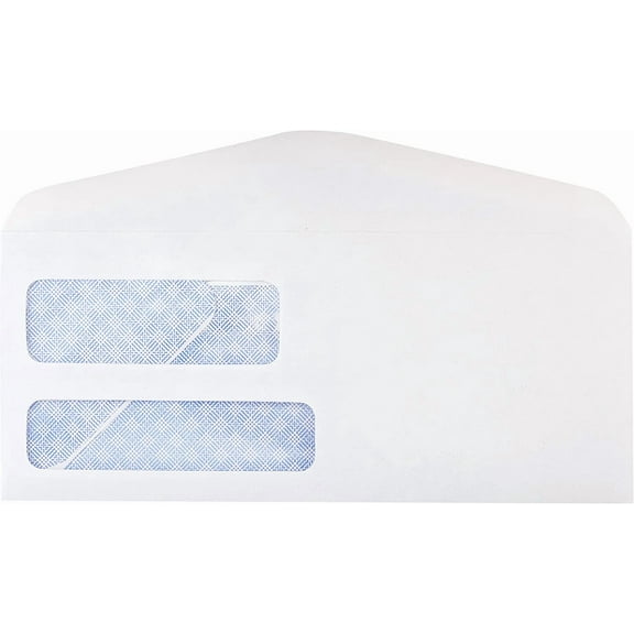 #9 Double Window Security Gummed Business Envelopes for Invoices,500 Count, White