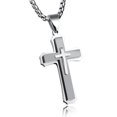 thumbnail image 1 of Colgante en forma de cruz OLEVS Steel Silver para hombre y mujer, 1 of 7