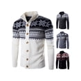 thumbnail image 3 of Seyurigaoka Christmas Men Juniors Sweater, Color Block Long Sleeve Stand Collar Knit Cardigan, 3 of 4
