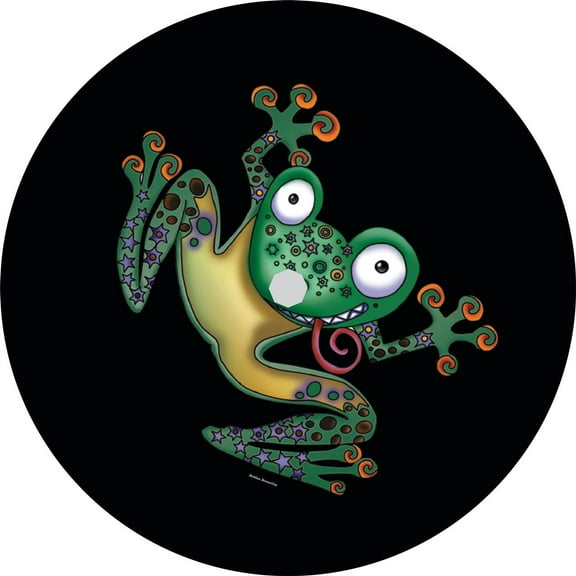 Tire Cover Central Flippin' Frog Black Vinyl Spare Tire Cover 255/70r18 Center Camera