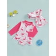 thumbnail image 5 of YASUTNKS Toddler Girls Rash Guard Swimsuit Rompers Dinosaur/Flamingo Print Baby Ruffles Bathing Suit Swimwear with Swim Cap, 5 of 9