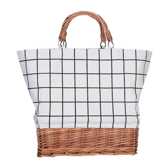 Women' Bag Fashion Shopping Bag Rattan Simple Canvas Tote Bag