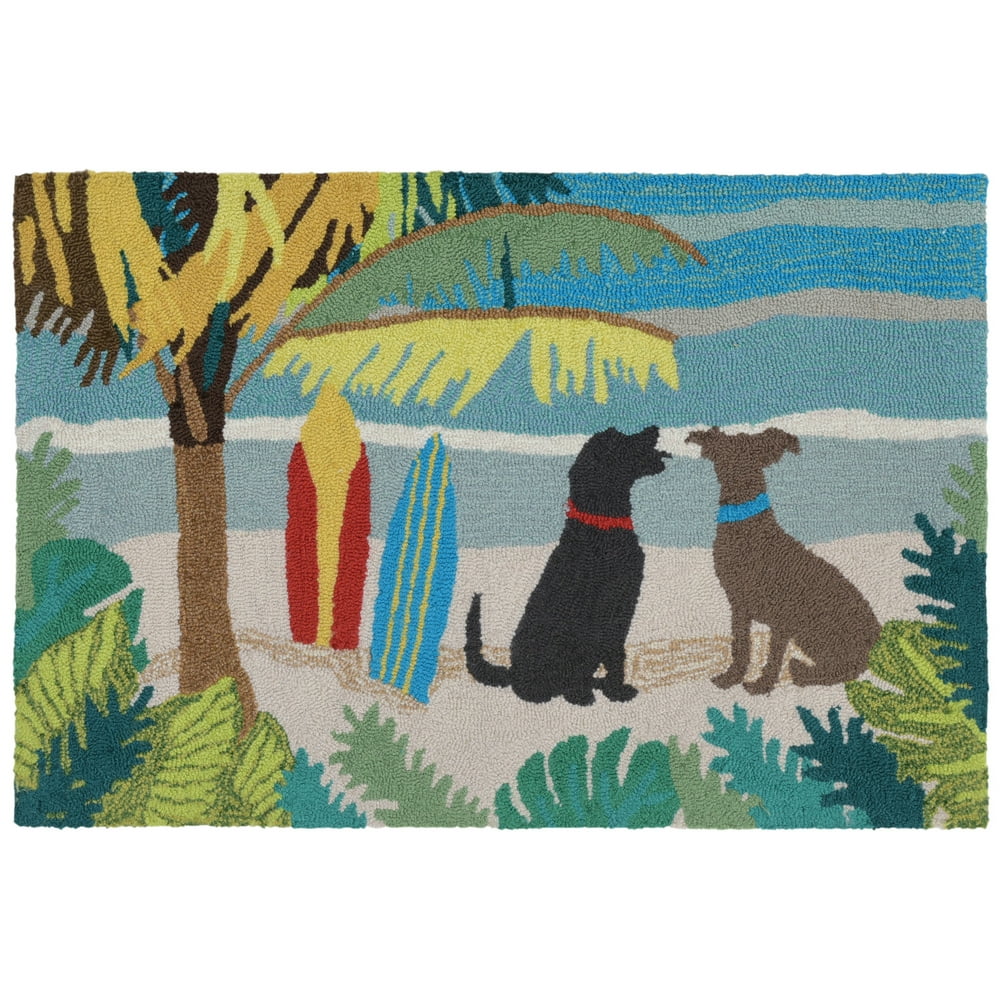 Liora Manne Frontporch Dog Beach Indoor/Outdoor Rug Ocean 20"X30