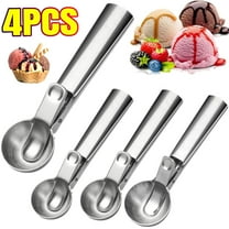 4PCS Ice Cream Scoop, Portable Stainless Steel Ice Cream Scoops with Trigger and Comfortable Handle, Icecream Spoons for DIY Ice Cream, Fruit, Cookie, Dishwasher Safe