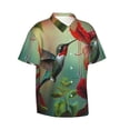 thumbnail image 2 of Daiia Hummingbird Floral Paradise Hawaiian Shirt for Men Gentle Cotton Regular Short Sleeve Casual-Large, 2 of 9