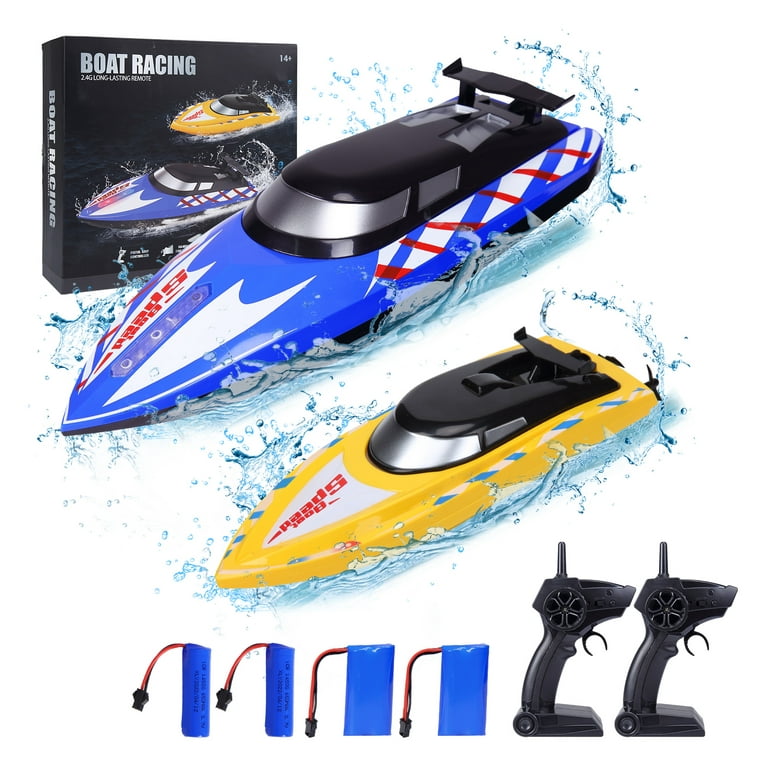 EastVita RC Boat-AlphaRev R208 20+ MPH Remote Control Boat with LED Light  for Pools and Lakes,2.4 GHZ RC Boats （Big + Small） 
