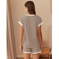 thumbnail image 3 of Ekouaer Waffle Knit Lounge Set Women Stripe Pajama Sets Short Sleeve Pj Tops and Shorts Matching loungewear with Pockets TW895 XXL, 3 of 7