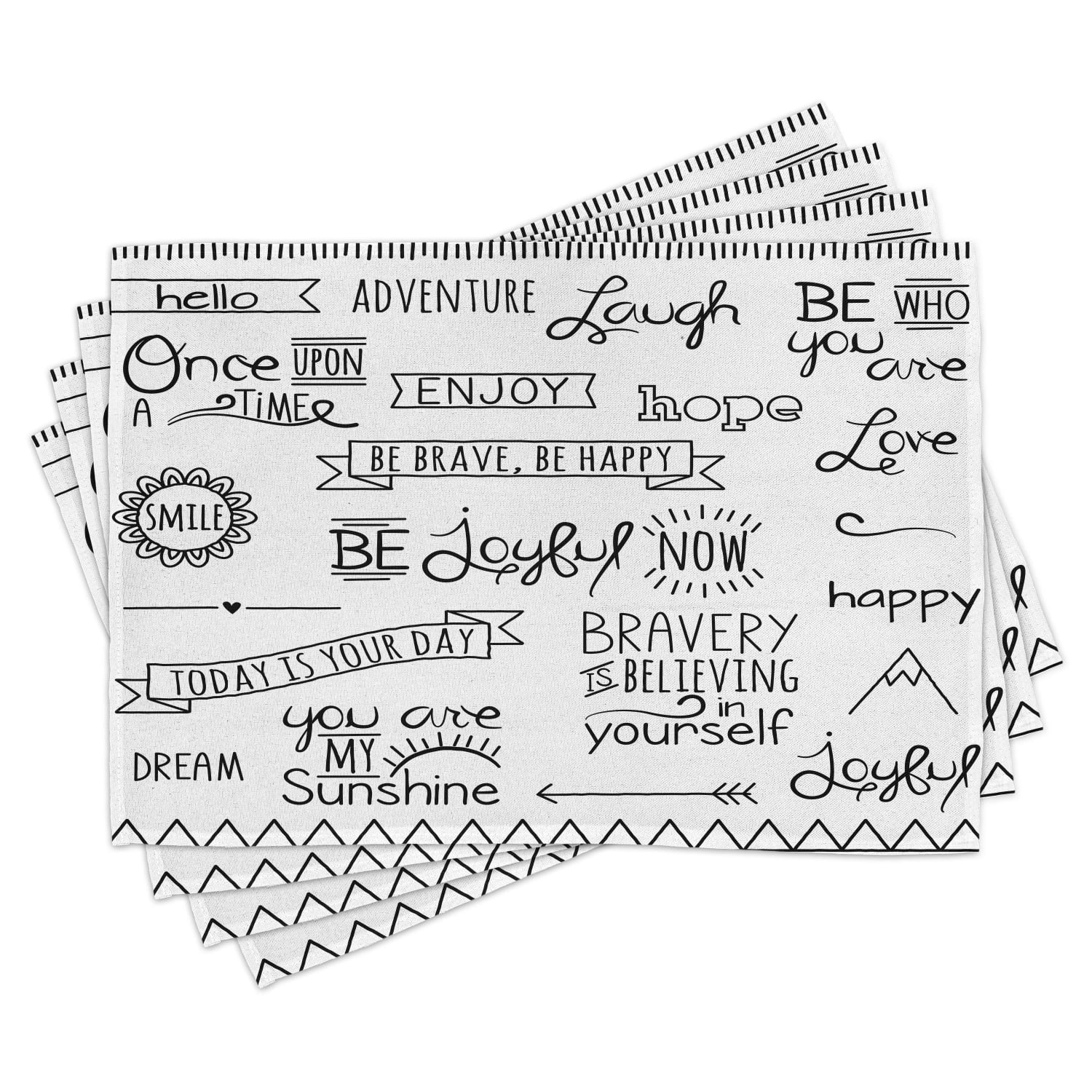 Adventure Placemats Set of 4 Various Quotes on Happiness and Self Value