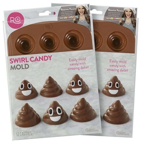 Rosanna Pansino by Wilton 12-Cavity Silicone Swirl Brown Candy Molds, Multipack of 2